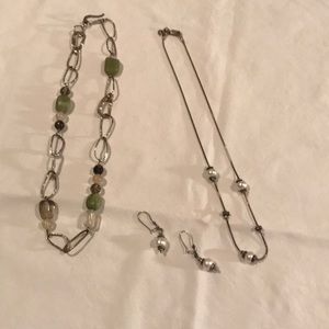 Two necklaces and one pair of earrings